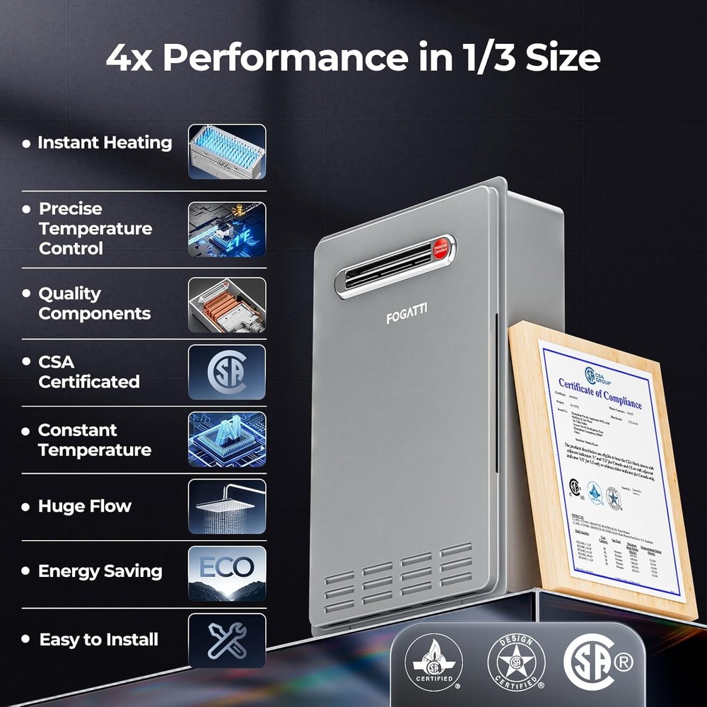 26L 8.1GPM Tankless Water Heater 180,000 BTU/h Propane Gas Outdoor Performance