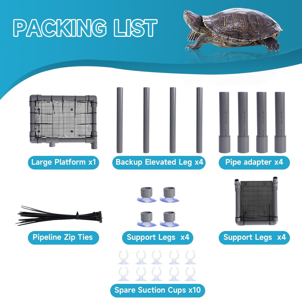 Large Standing Turtle Basking Platform With Ramp 12 Inch Width Resting Area
