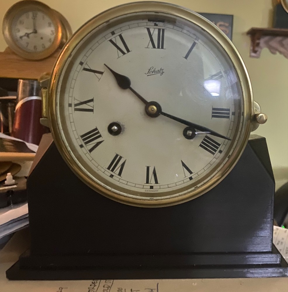 Schatz Brass German Ships Bell Clock 6" diameter