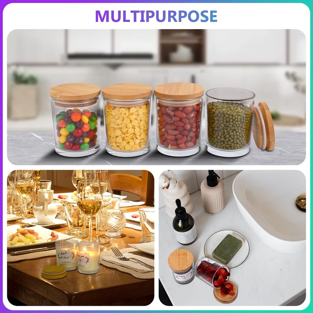 20 PCS Empty Candle Jars Lids Bulk Candle Making Kit Storage Containers DIY