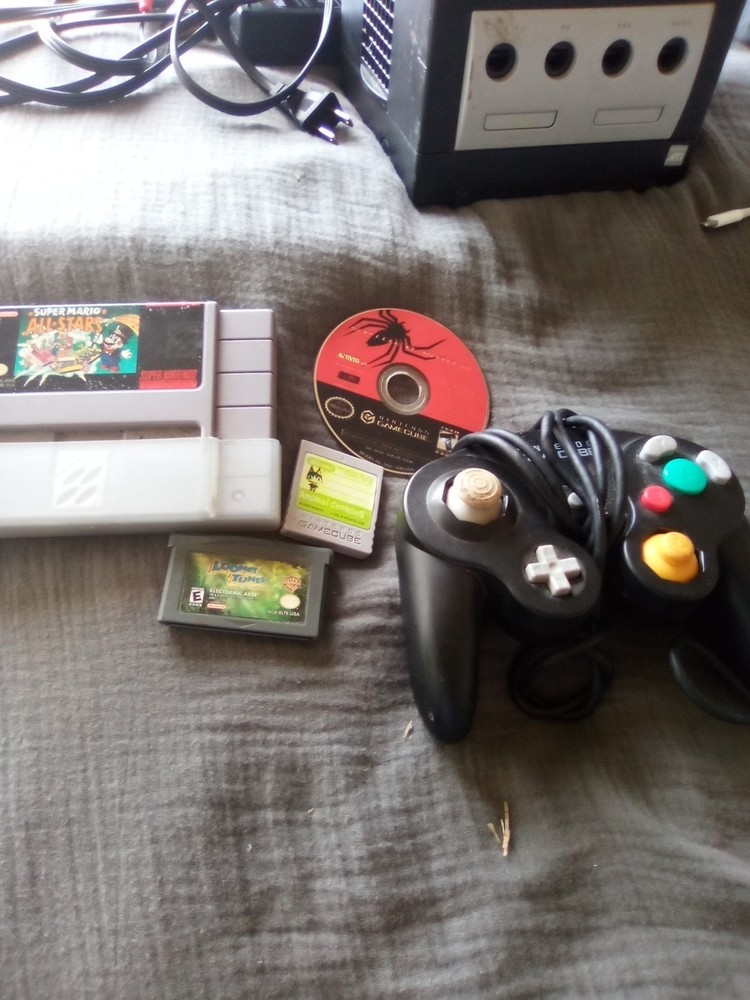 GameCube Controller Memory Card Power Cables AV Cables And Spider Man 2.