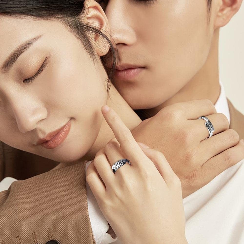 Faith Over Fear Ring,Sterling Silver Adjustable Wrap Open Adjustable,