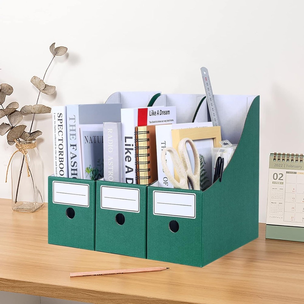 Magazine File Holder(6 Pack), Cardboard Holder,Document Green