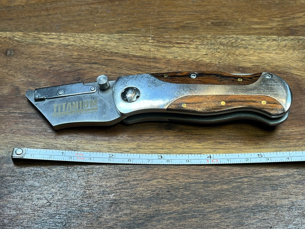 VINTAGE WOOD HANDLE FOLDING POCKET RAZOR KNIFE REPLACEABLE Blade