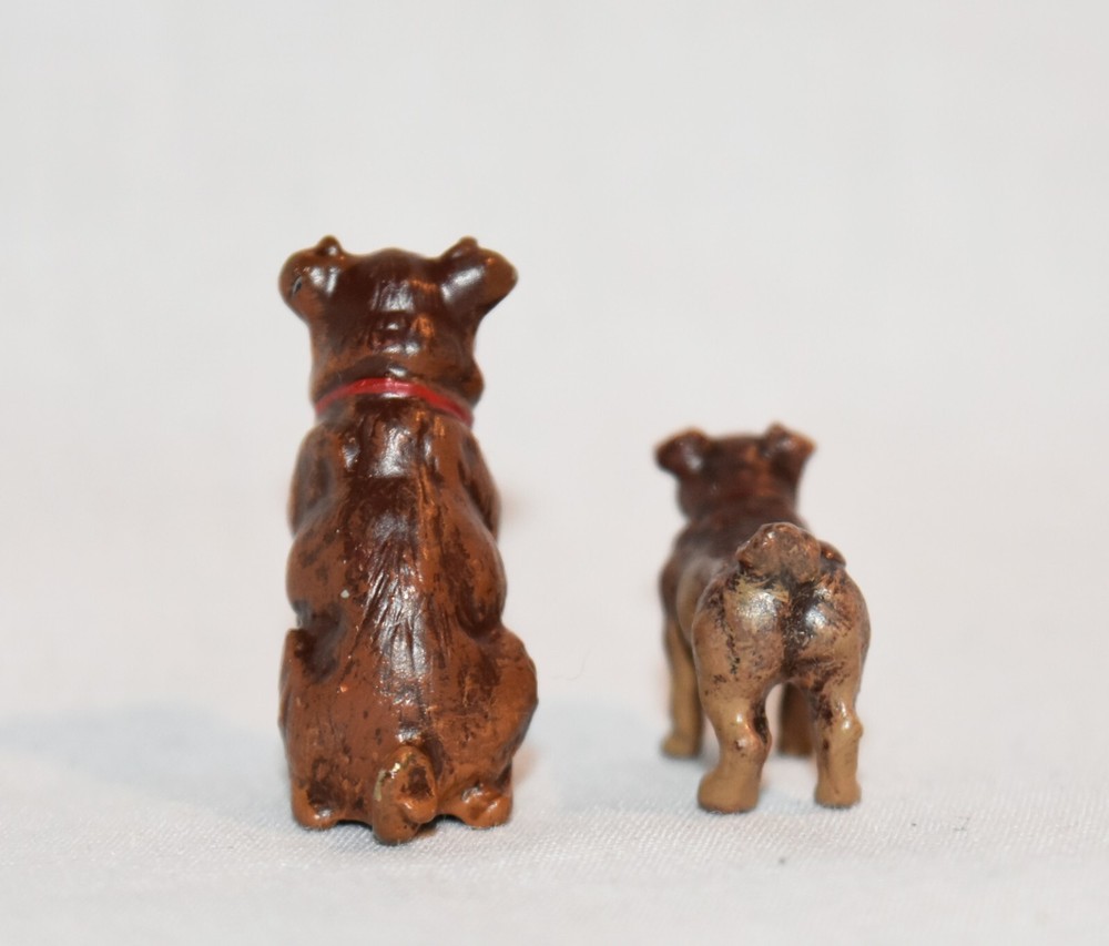 Vienna Bronze Miniature Tiny Bermann Pug Dogs Brown x2