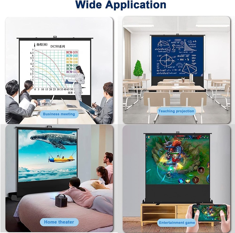 84 Inch Manual Pull up Projector Screen 4:3 4K HD Floor Standing Projector Sc...