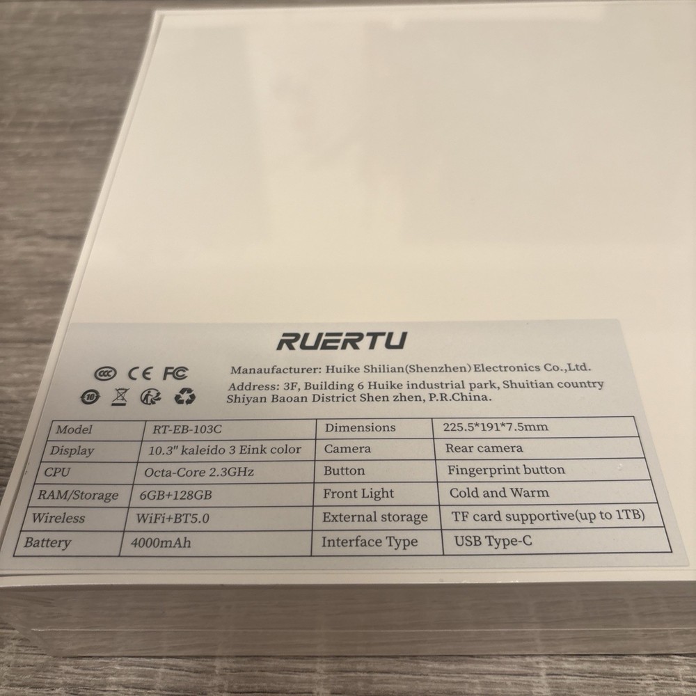 RUERTU 10.3” Color E-Ink Writing Tablet Smart Notebook Android w/ Stylus Fullbox