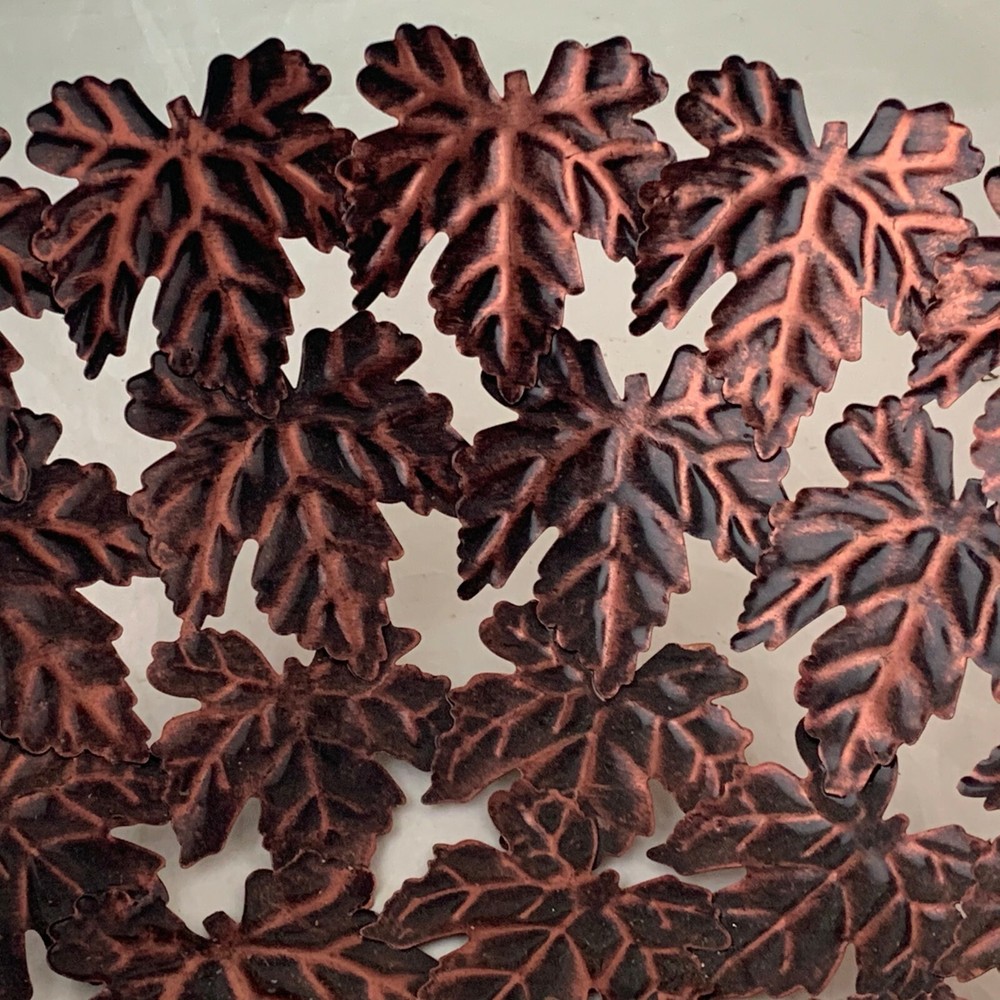 COPPER MAPLE LEAF VASE BOWL CENTERPIECE FALL AUTUMN OPEN WORK RARE DECOR