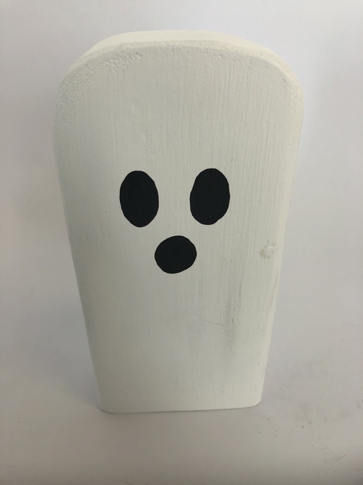 Pumpkin Ghost Black Cat Trio Halloween Decor Hand Painted