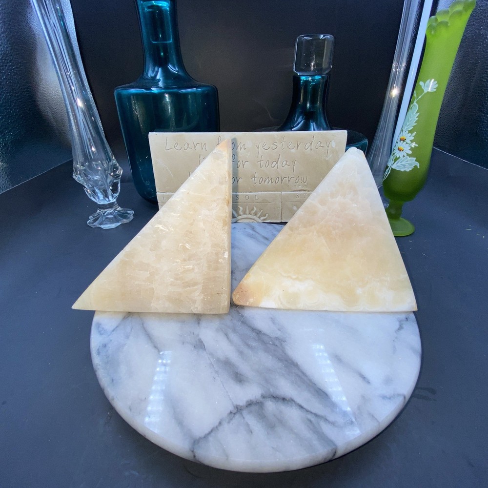 MARBLE or ONYX BOOKENDS~Very Classy & Very Heavy~Few Tiny Chips