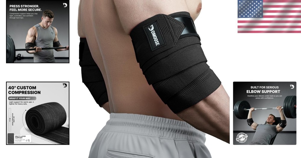 Breathable Elbow Wraps - 40'' Adjustable Straps for Joint Support & Performance