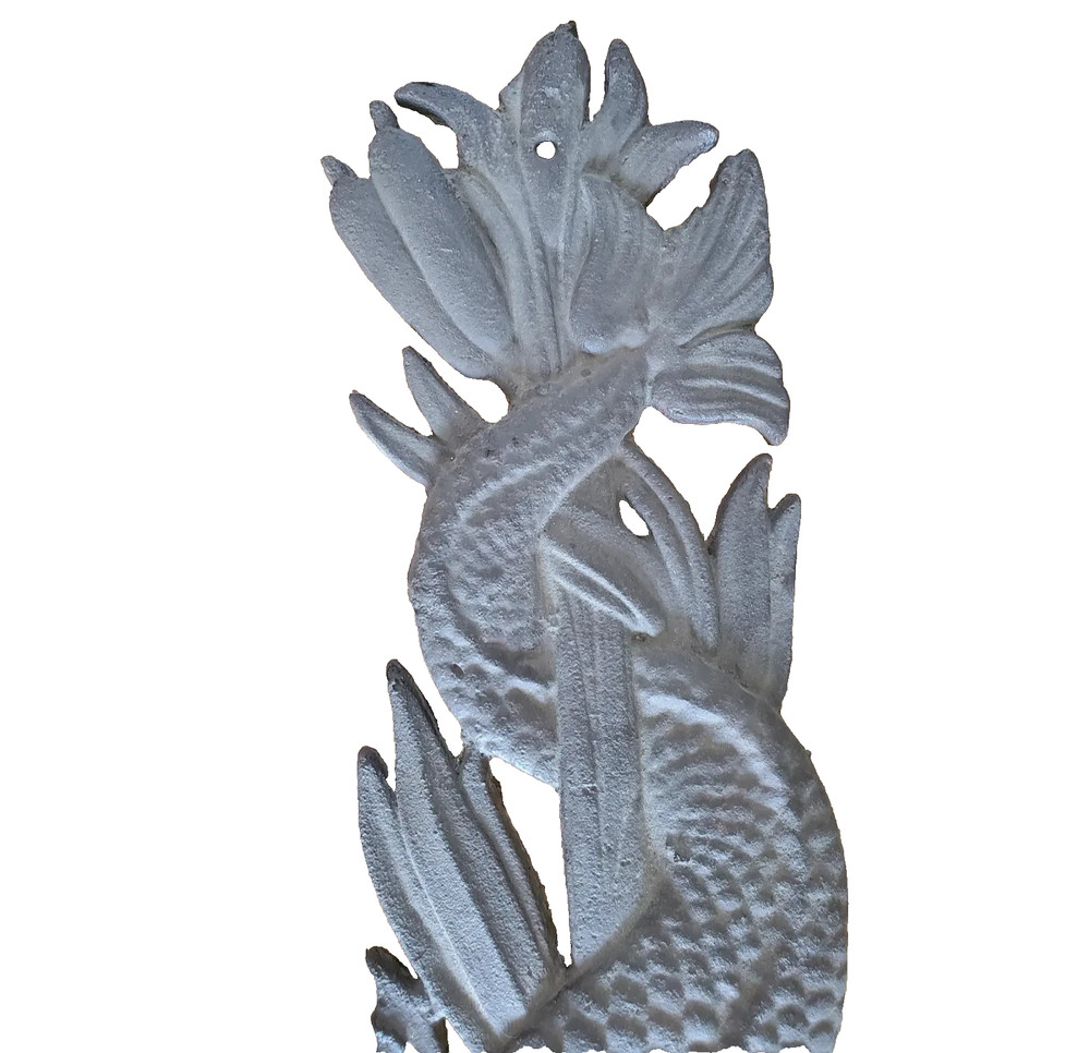 Dolphin Plaque Fish Down Spout, Large Cast Iron , 19th Century