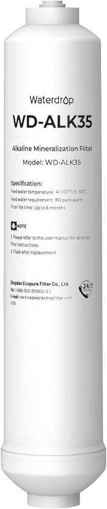 Waterdrop Alkaline Water Filter WD-ALK35, Alkaline Filter for RO System