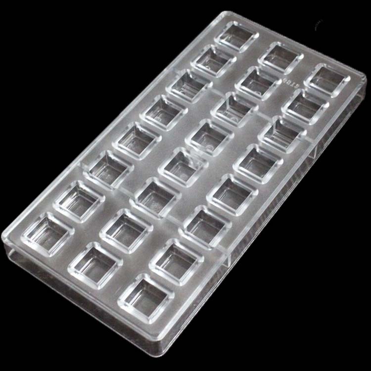 Clear 24 Cavities Square Shape Polycarbonate Hard Injection PC Chocolate Mold
