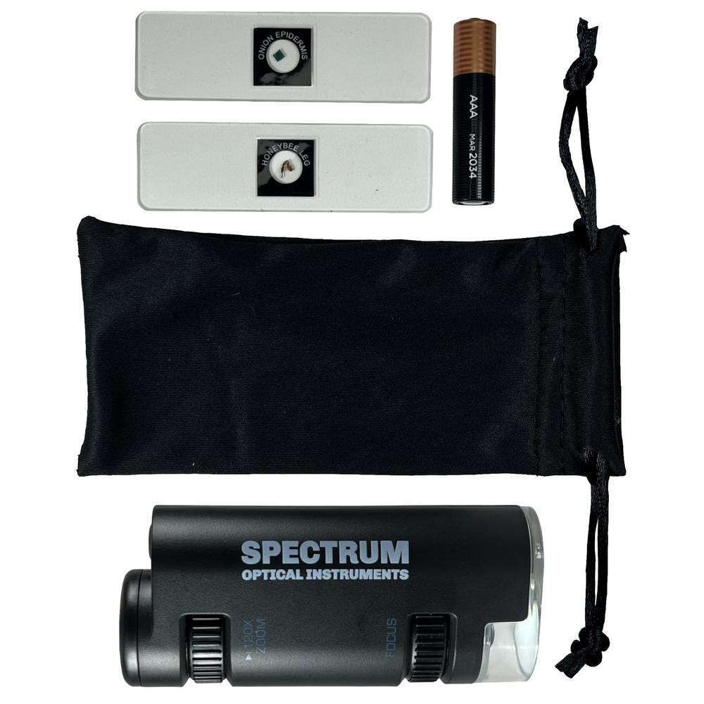 EasyMicro 60X - 120X LED Lighted Zoom Microscope (Black Color) - SpectrumOI