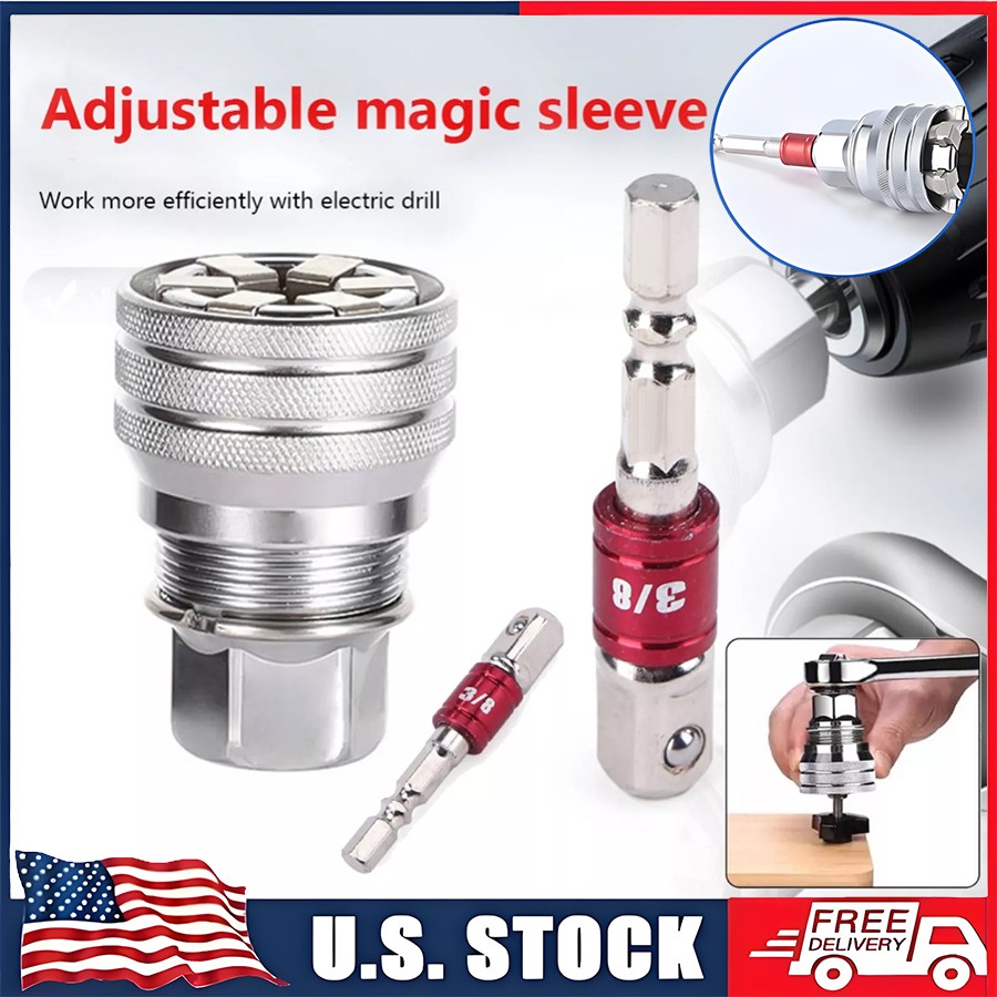 10-19mm Universal Socket Tool Adjustable Multifunction Wrench Sleeve Adapter Kit