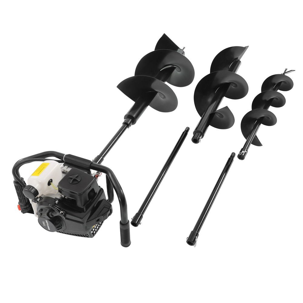 72cc 4.1HP Gas Powered Post Hole Digger with 3 Auger Drill Bits (6", 10", 12")