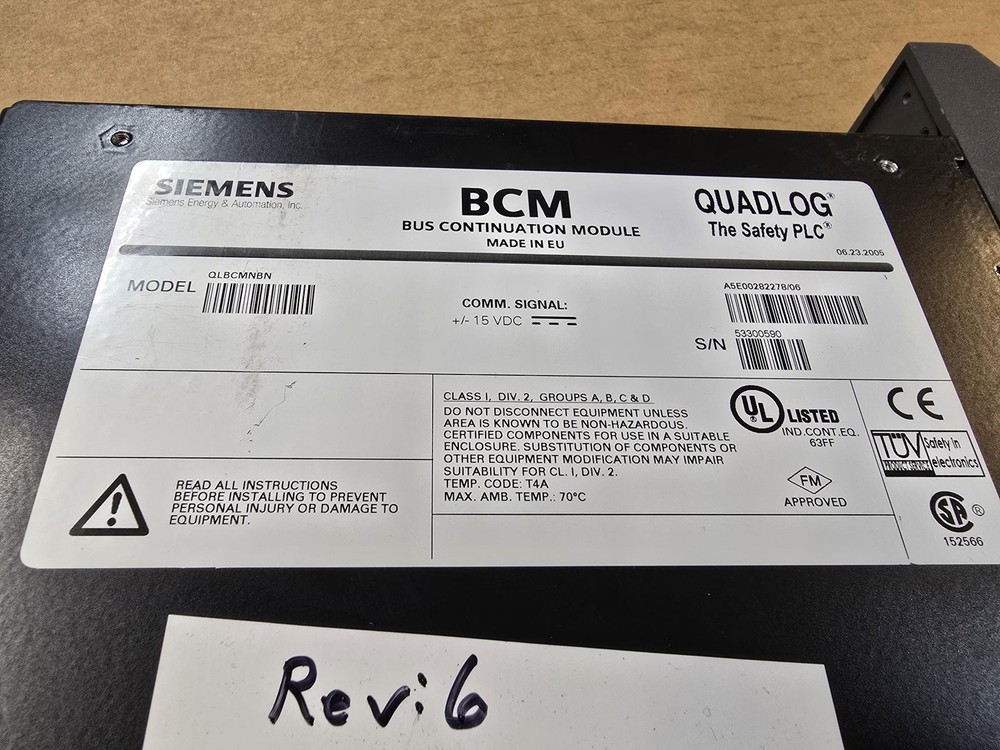 MOORE QLBCMNBN QUADLOG, REV: 6, BCM BUS CONTINUATION MODULE, (Used)