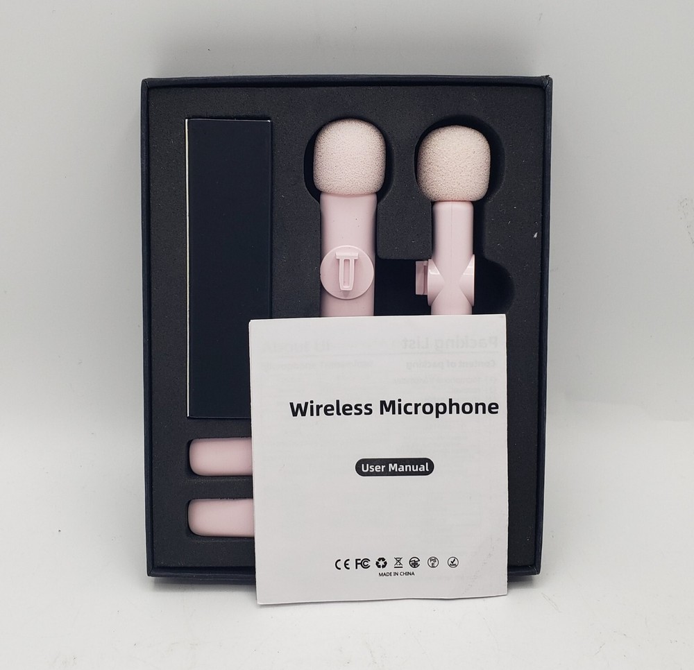2 Pack Professional Wireless Lavalier Microphones for iPhone iPad, (Pink) NEW