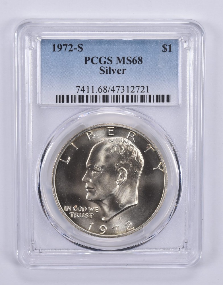 1972-S Eisenhower $1 Silver MS68 PCGS Blue Label