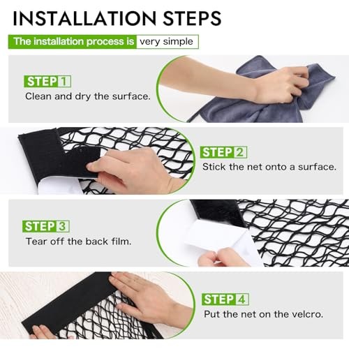 4PCS RV Cargo Storage Mesh Net,Elastic Stretchable Netting Pocket with 8