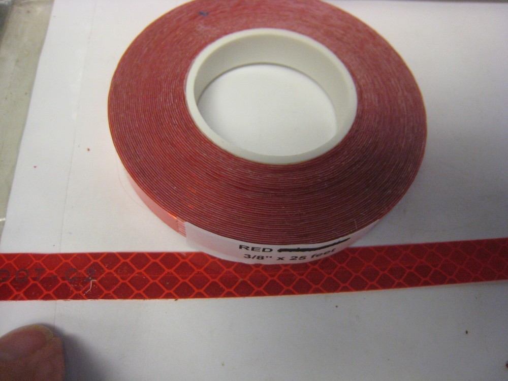 Solid RED Reflective Conspicuity Tape 3/8" x 25' Custom Cut