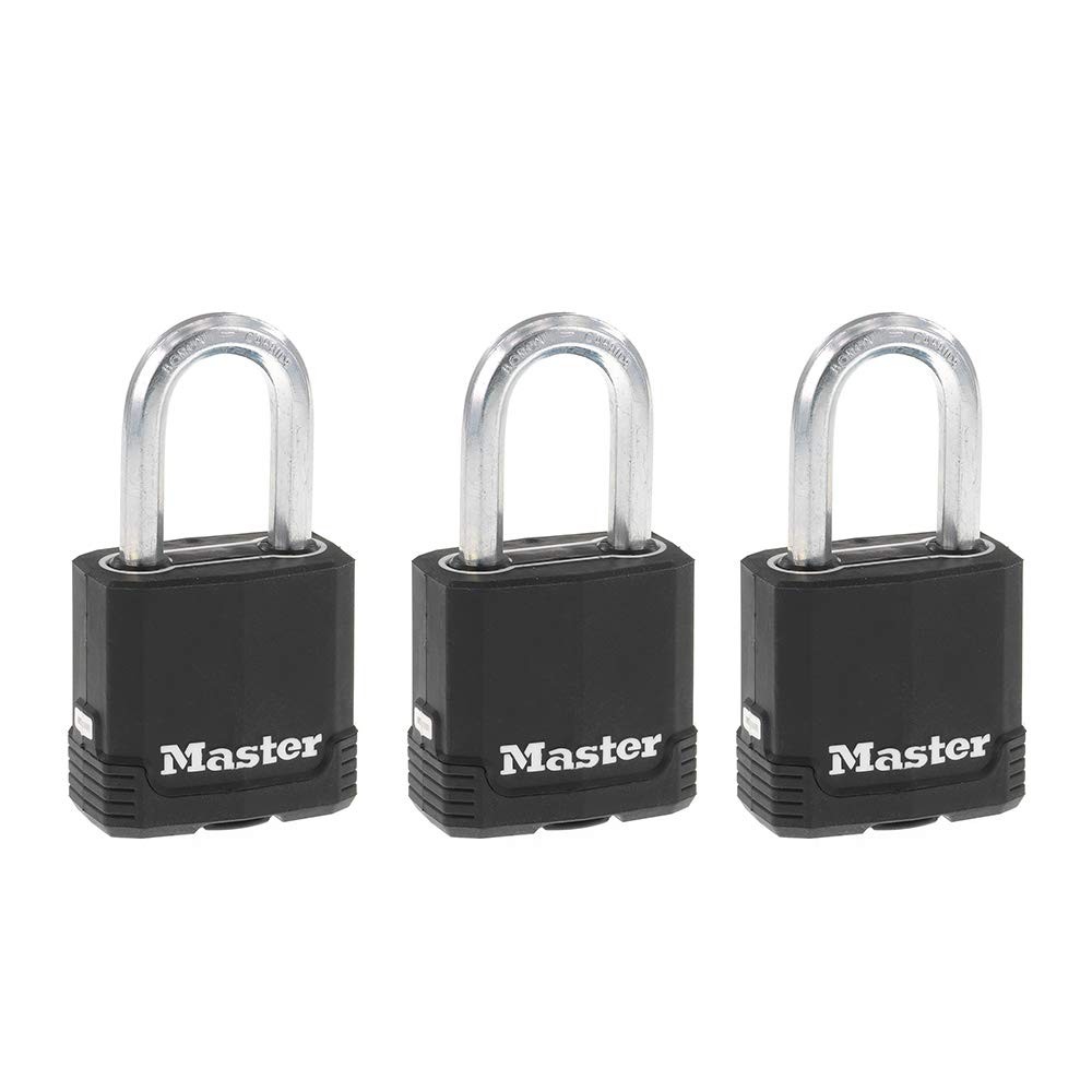 Master Lock Black Magnum Keyed-Alike Padlocks with 3 Pack, and Silver
