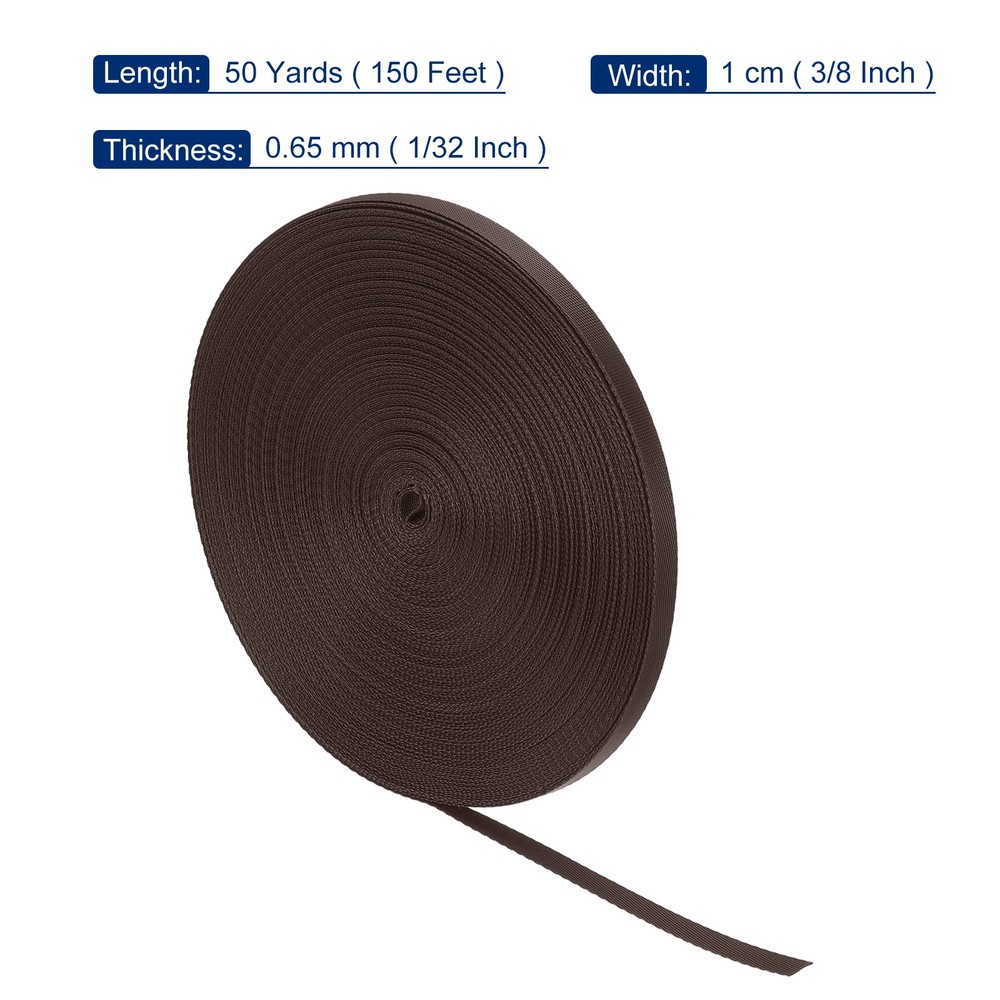 Nylon Webbing Strap Flat 3/8" 50 Yards Coffee for DIY Backpack Luggage-rack