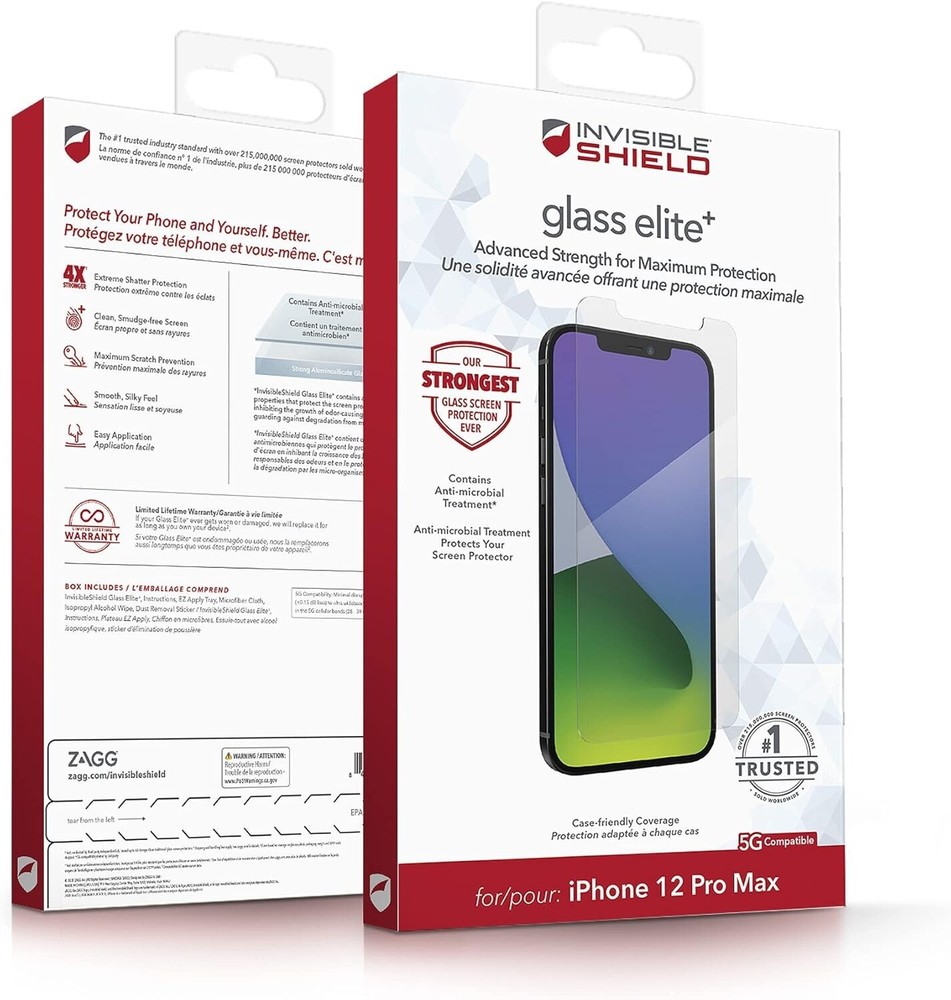 ZAGG InvisibleShield Glass Elite+ Plus Screen Protector for iPhone 12 Pro Max