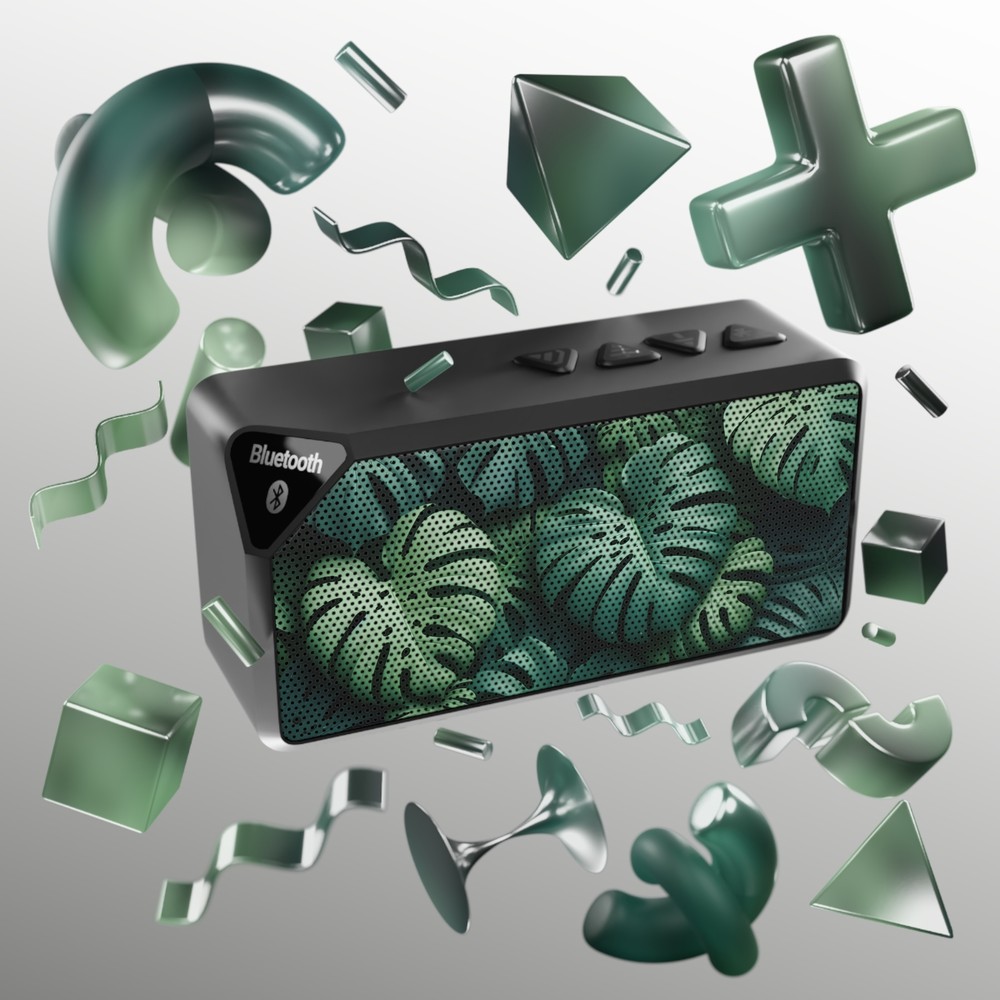 Bluetooth Speaker Jabba - Two hours music - 10 m range - Green leaves (cod.1047)