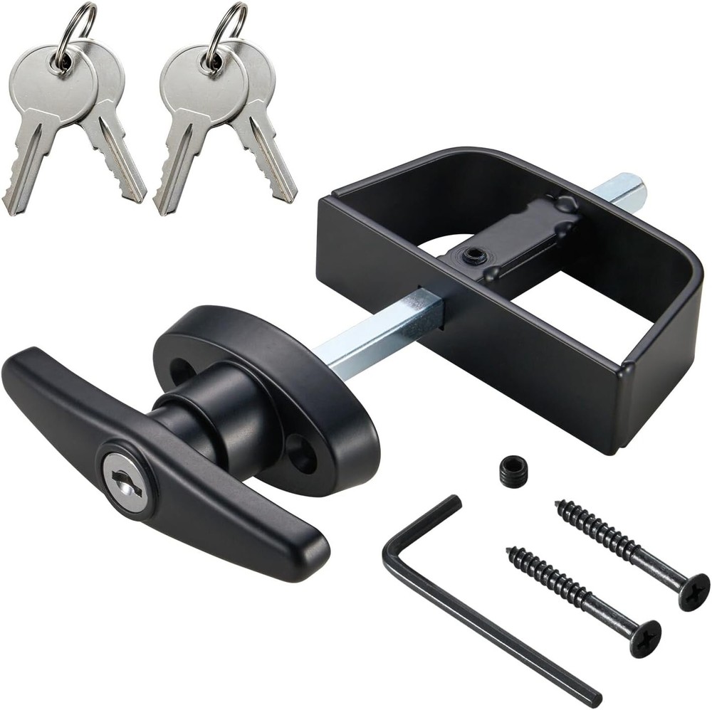 Shed Door T-Handle Lock Kit Replacement w/ 4 Keys & Tools fit Gate, Barn, Garage