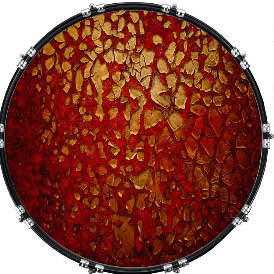 20" Custom Bass Kick Drum Front Head Graphical Flaky Paint Red Rust