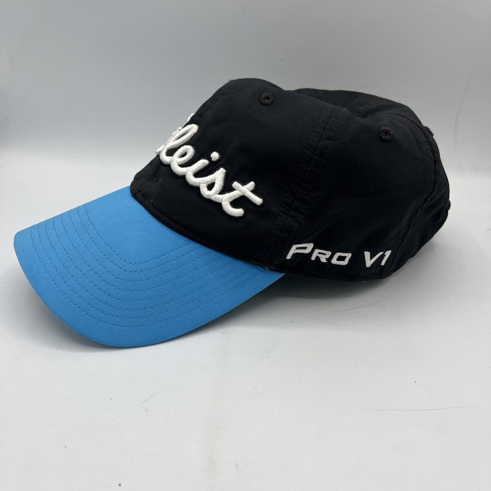 Titleist Pro V1 Footjoy Adjustable Strapback Golf Hat Black Blue