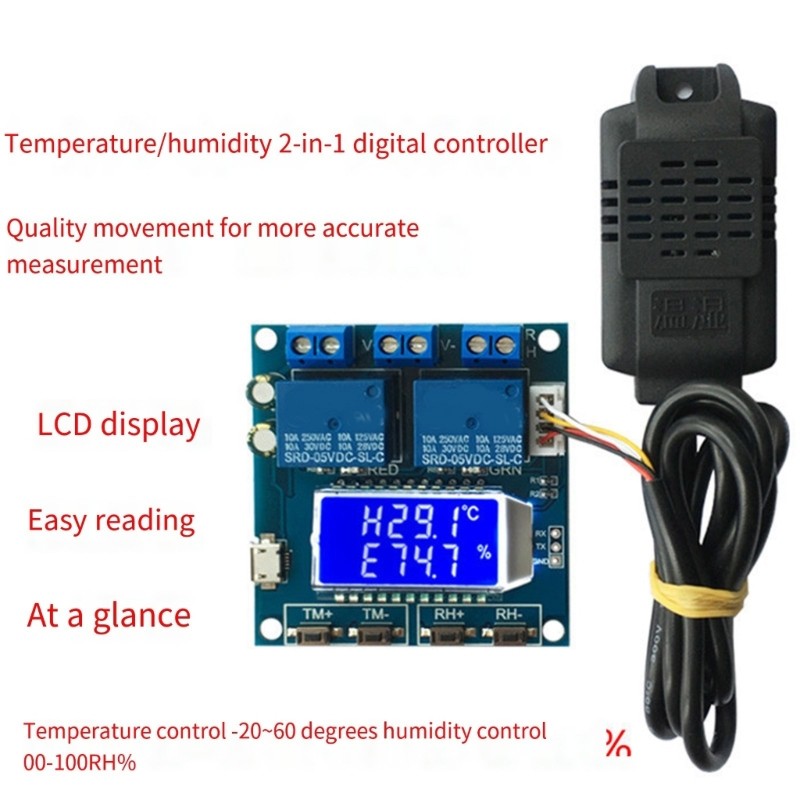 Digital Display Temperature Humidity Control Module -20 to 60℃ 10A Precisions