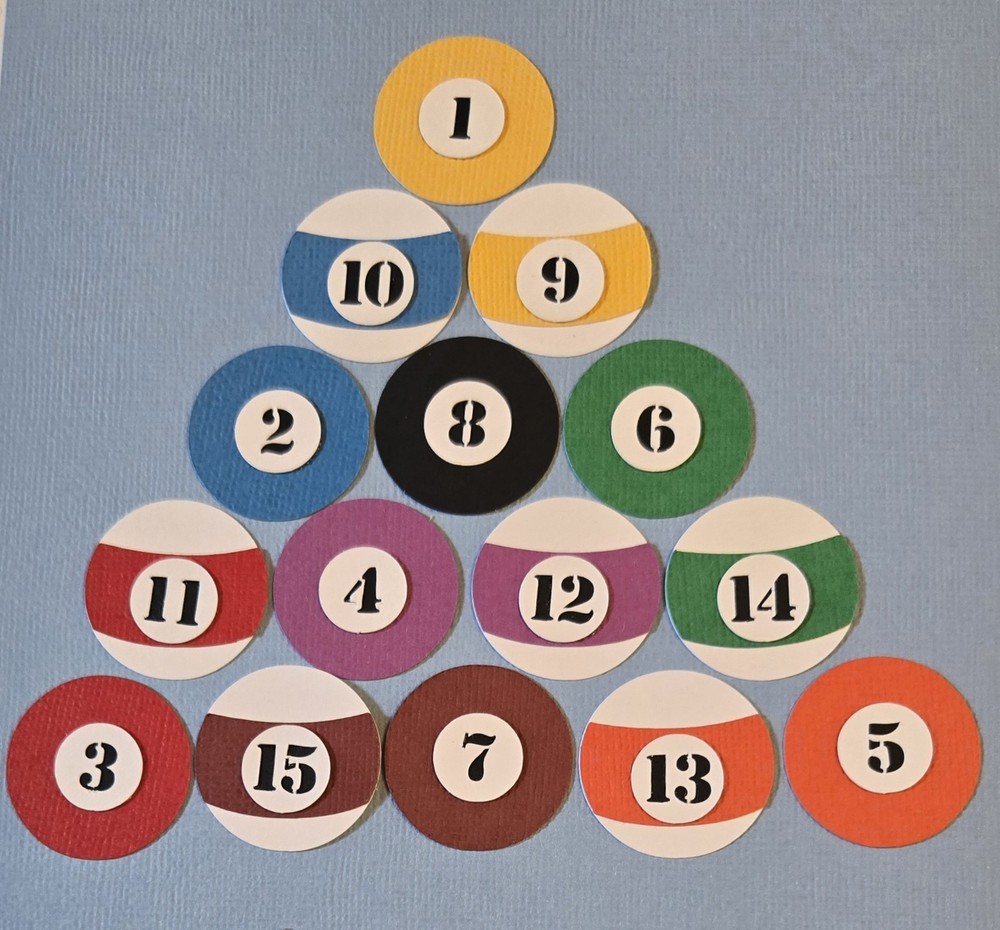 Pool Ball Set. Scrapbook, Card Making Paper Piecing