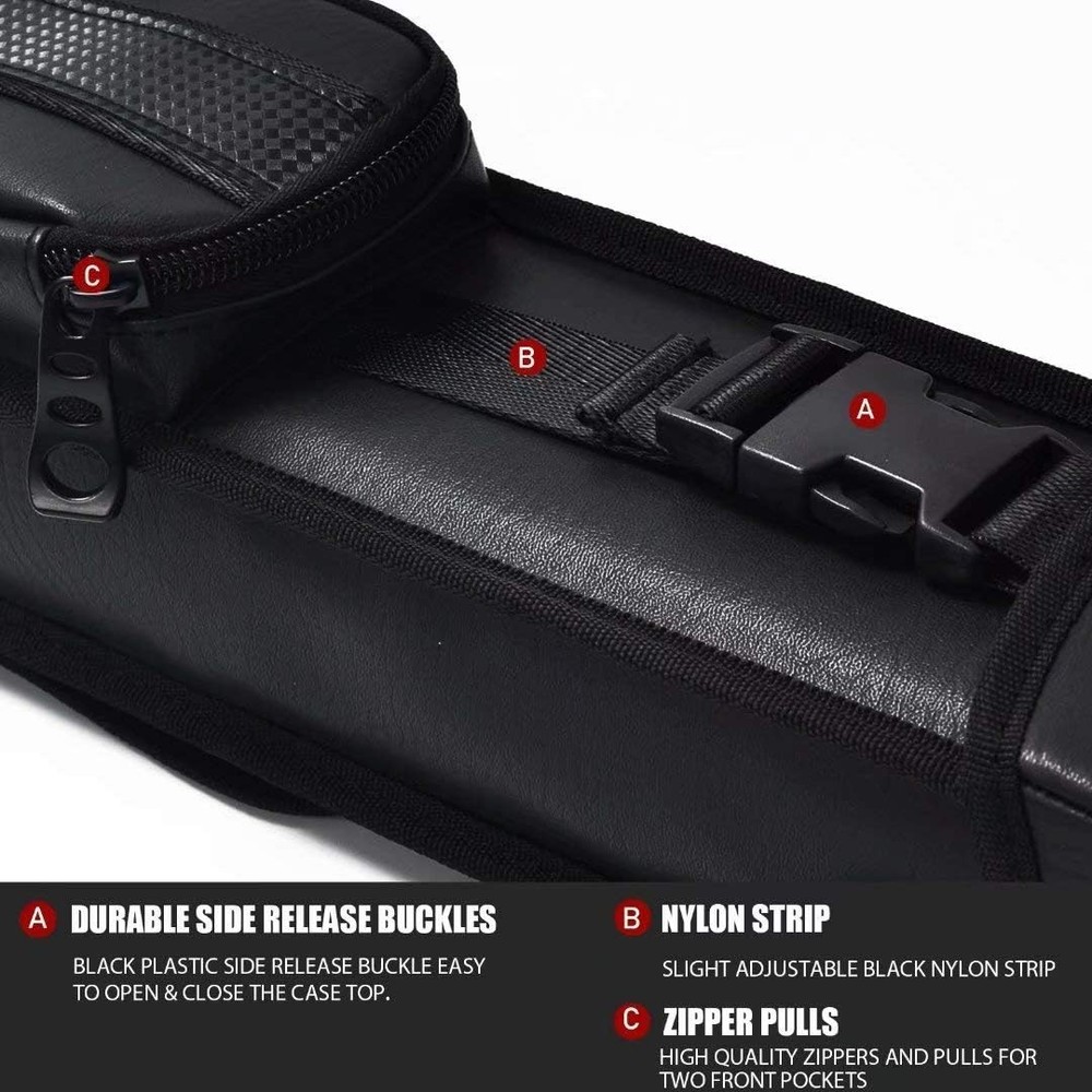 Elegant 2x2 Pool Cue Carrying Case - Adjustable Strap & Spacious Pockets