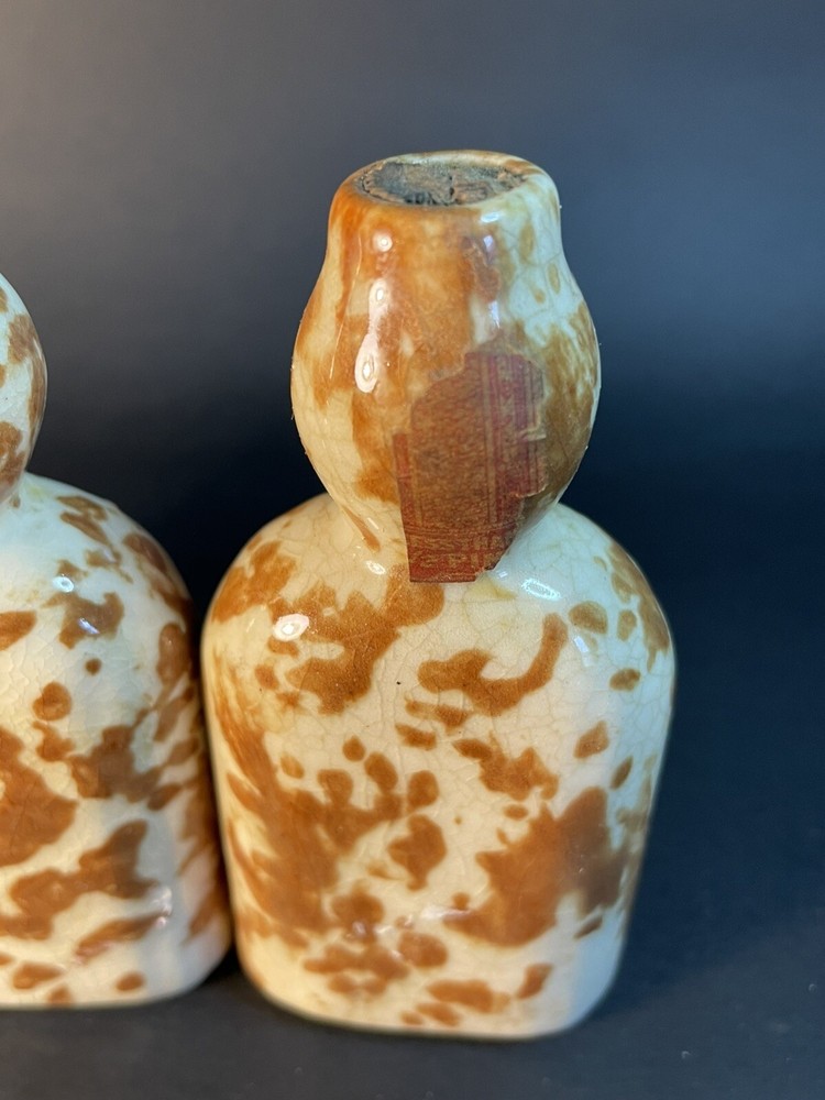 Mohawk Rock & Rye Stoneware Bottles, orig label On One -empty - Crazing