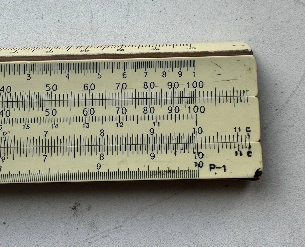 Vintage Logarithmic ruler slide with case