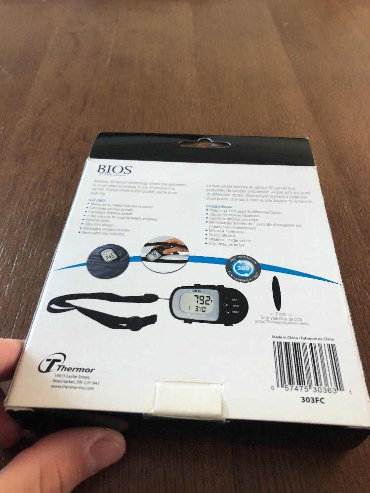 BIOS 360 Degree PEDOMETER - Model 303FC - Many features! - NIB!