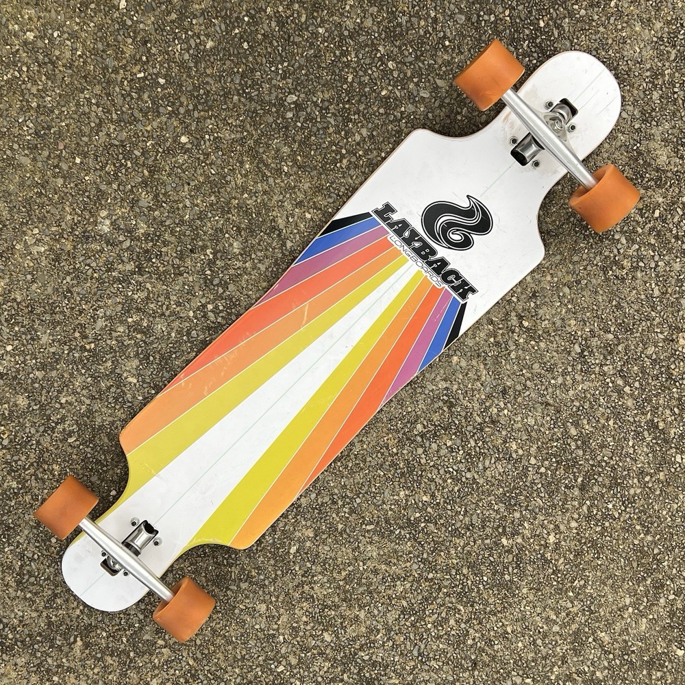 Layback Sunstripe White 40" Drop Thru Longboard Skateboard Complete