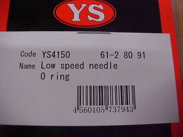 YS ENGINES YS4150 = LOW SPEED NEEDLE O-RING: YS 61-2, 80, 91 ENGINES