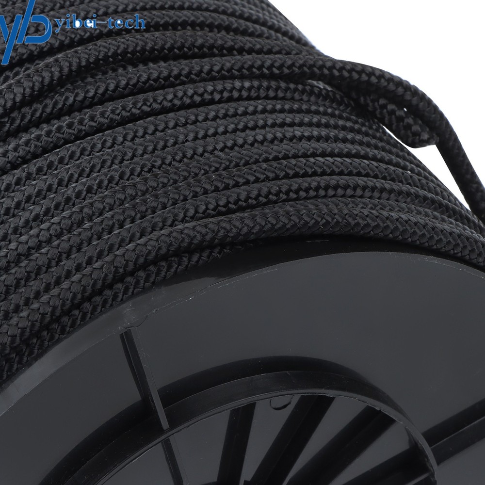 1/4 Inch Nylon Polyester Cord 500 Foot Spool Solid Braid Industrial Grade Black