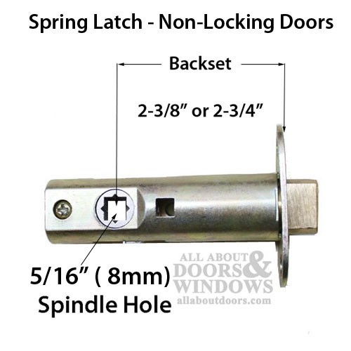Privacy Spring Latch, 2-3/8 Backset, 8mm Hub