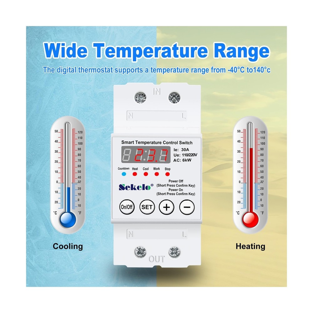 High-Power Temperature Control Switch, Rail-Mounted Digital Thermos... Fast Ship