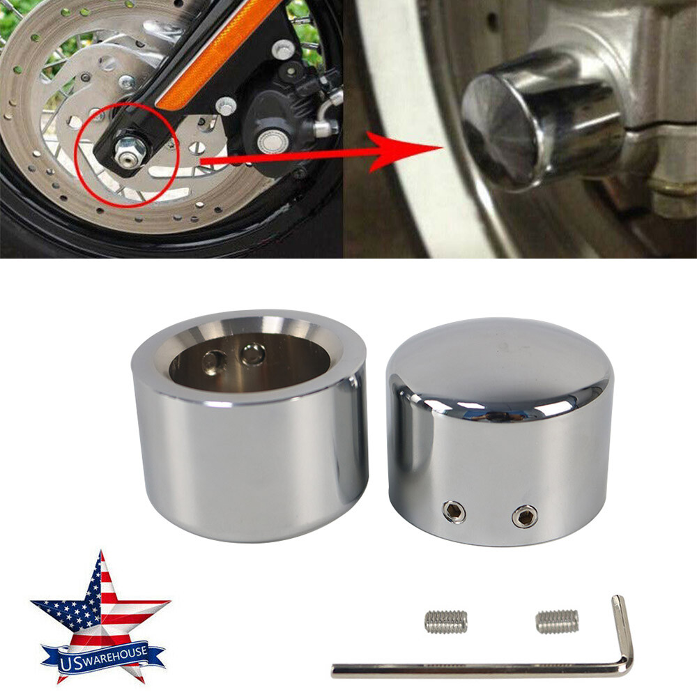 Chrome Front Axle Cap Nut Covers For Harley Dyna Softail Electra Road King Glide