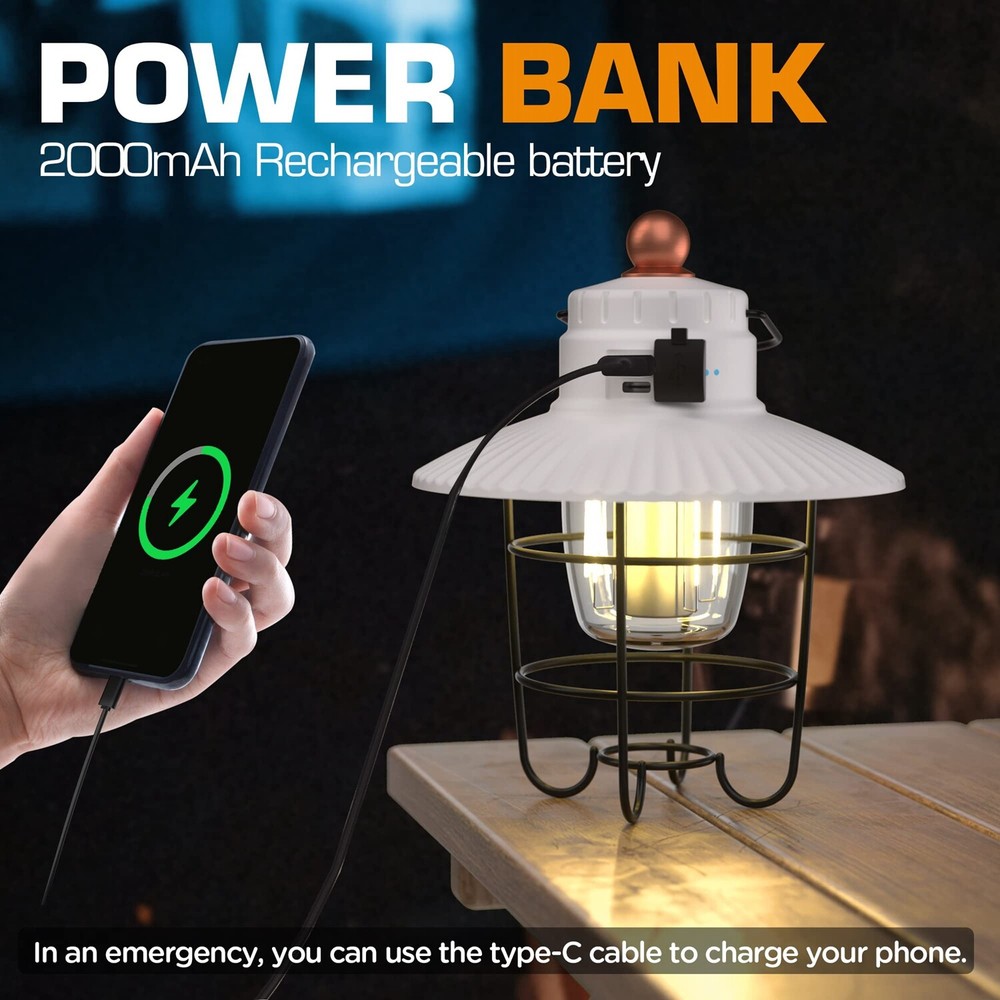 EverBrite 2PACK LED Camping Lantern with 3 Light Mode USB C Rechargeable Lantern