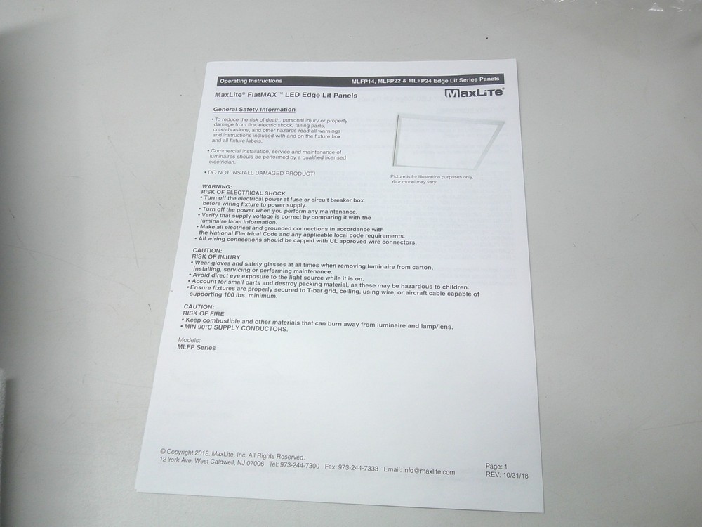 MaxLite 14100231 Fixture FLATMAX LED FLAT PANEL 2X2 EDGE LIT Version 3 4000K