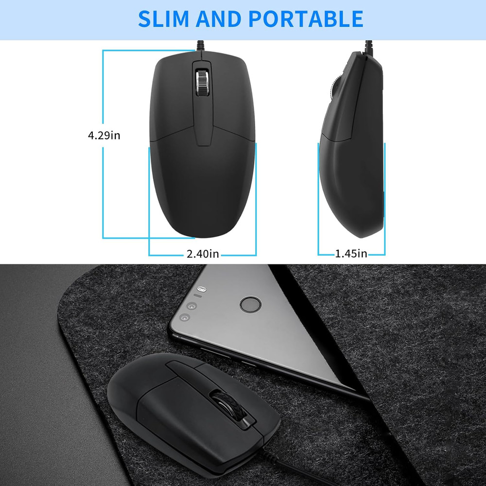 USB C Wired Mouse, Type C Optical Mouse, Portable Silent Comfortable, for Laptop