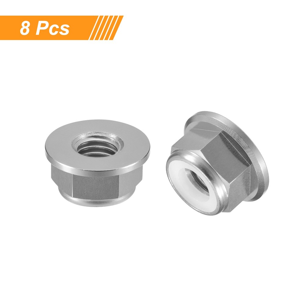 Nylon Insert Hex Lock Nuts, 8pcs - M6x1mm Self-Locking Nut(Titanium Gray)