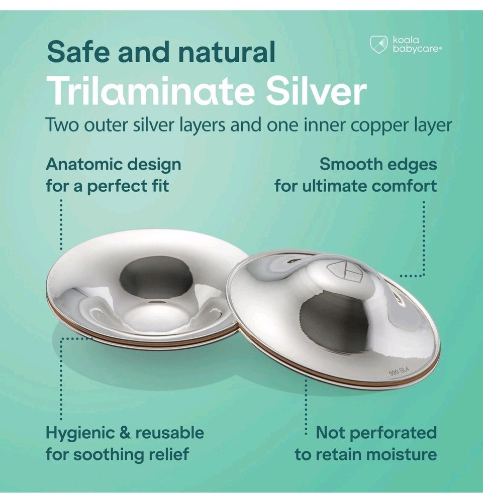Silver Nursing Cups - Nipple Shields for Breastfeeding - Standard Size